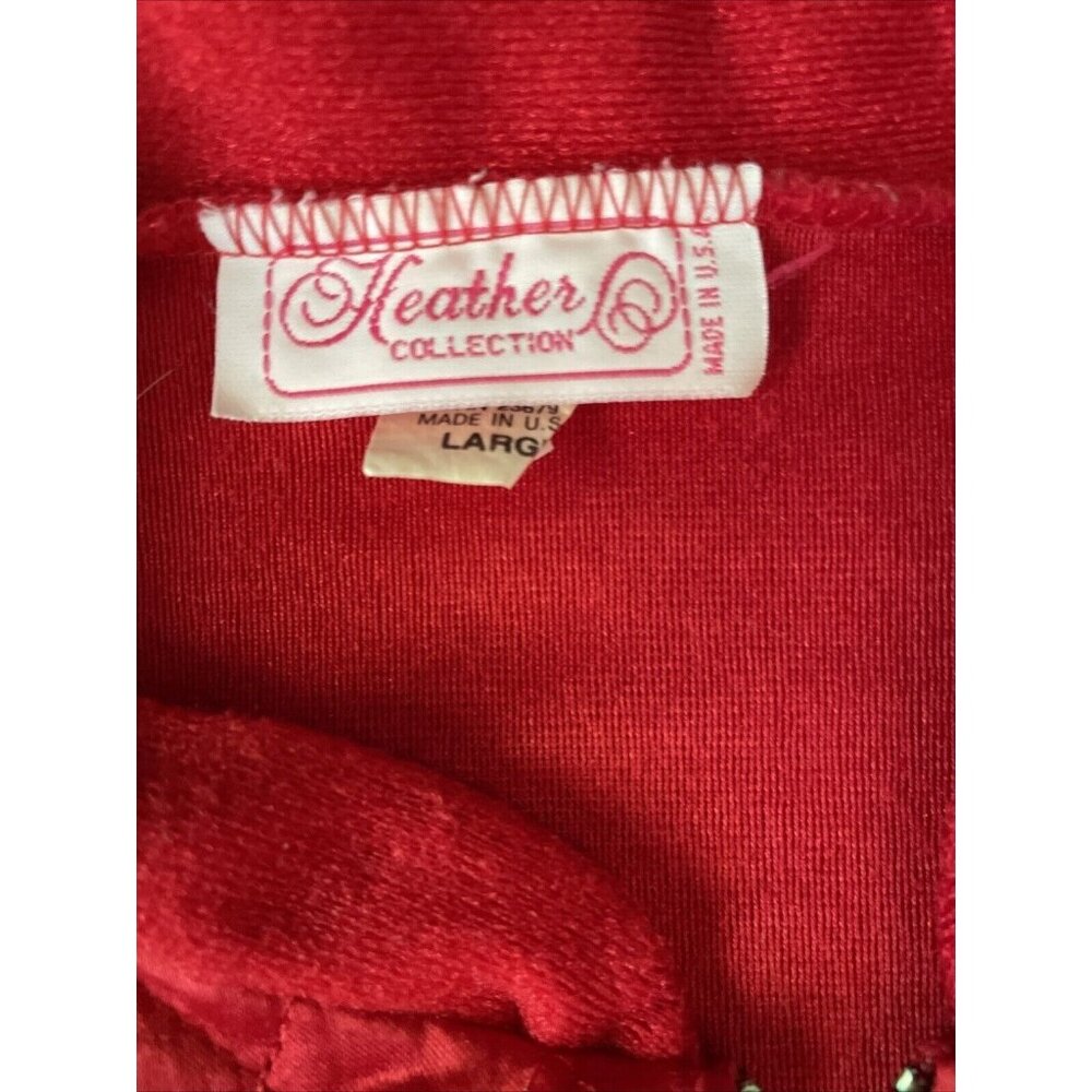 Red Quilted Long Zip-Up Robe Size Large Made In USA Large Mrs Roper - Picture 5 of 12